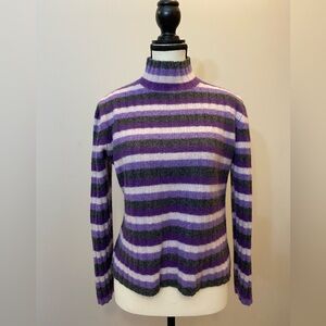 80% wool angora cashmere 20% nylon striped cropped sweater Size M EUC